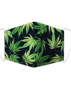 Washable 3 layer cotton face mask  These wholesale ganja leaf print 3 layer cotton face masks make great festival wear.  The wholesale cotton face masks come with free filters.
