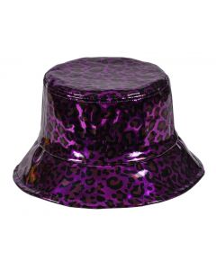 Pink Leopard Print Holographic Bucket Hat