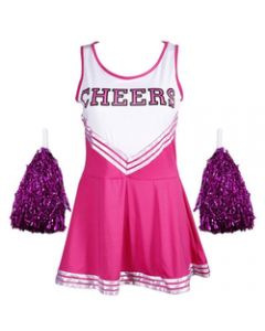Pink Cheerleader Dress With Pompoms