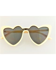 Wholesale heart shaped sunglasses in cream with dark lens