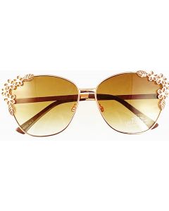 Wholesale brown ladies flower cat eye sunglasses