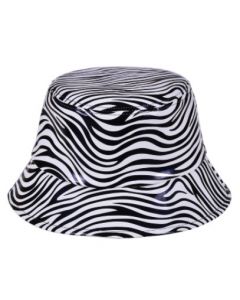 Faux Leather Zebra Print Bucket Hat
